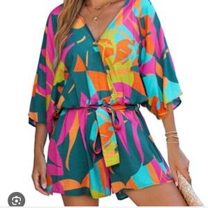 Cupshe Multicolor Geometric Romper